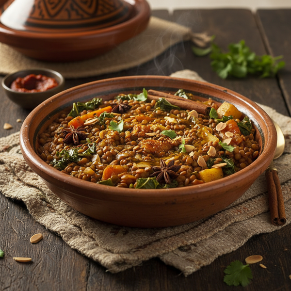Hearty Moroccan Lentil and Kale Stew recipe