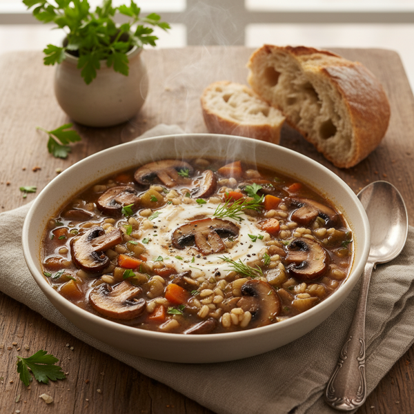 Hearty Mushroom and Barley Soup recipe