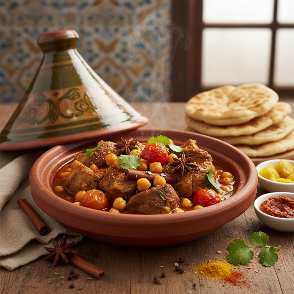 Hearty North African Lamb Stew with Chickpeas and Spiced Tomatoes recipe