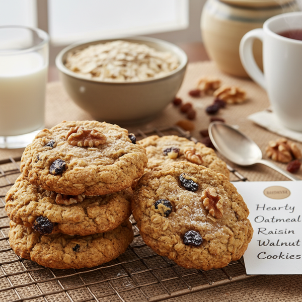 Hearty Oatmeal Raisin Walnut Cookies recipe