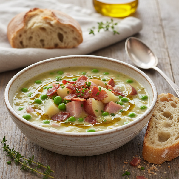 Hearty Pea & Ham Chowder with Bacon and Potatoes recipe