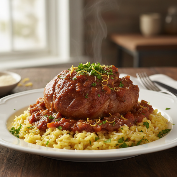 Hearty Pork Osso Bucco with Risotto and Gremolata recipe