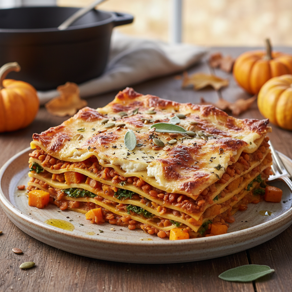 Hearty Pumpkin and Lentil Lasagna recipe