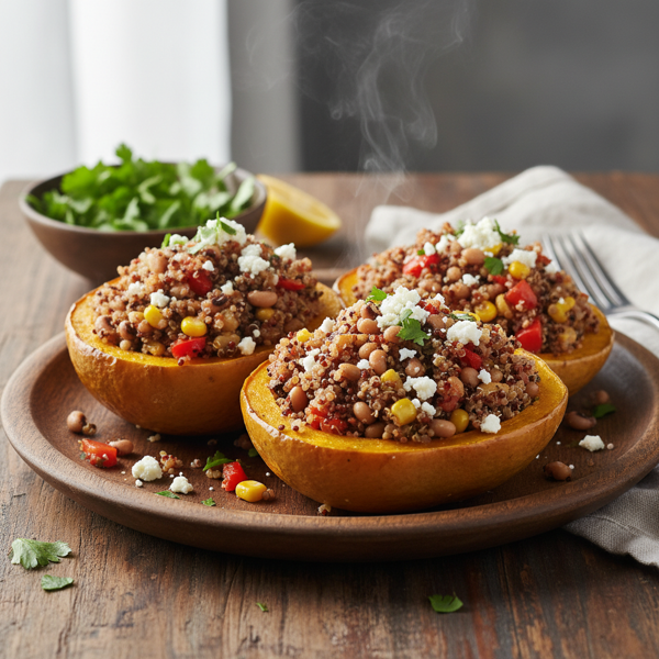 Hearty Quinoa & Black-Eyed Peas Stuffed Acorn Squash recipe