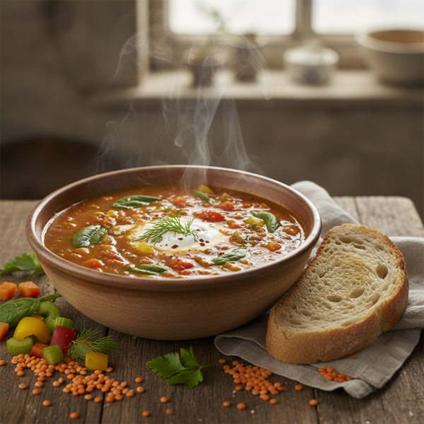 Hearty Red Lentil & Vegetable Soup recipe