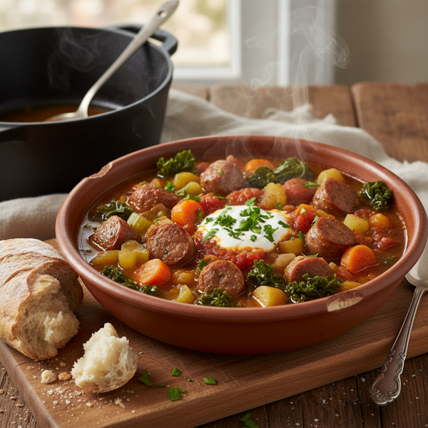 Hearty Rustic Vegetable and Sausage Stew recipe