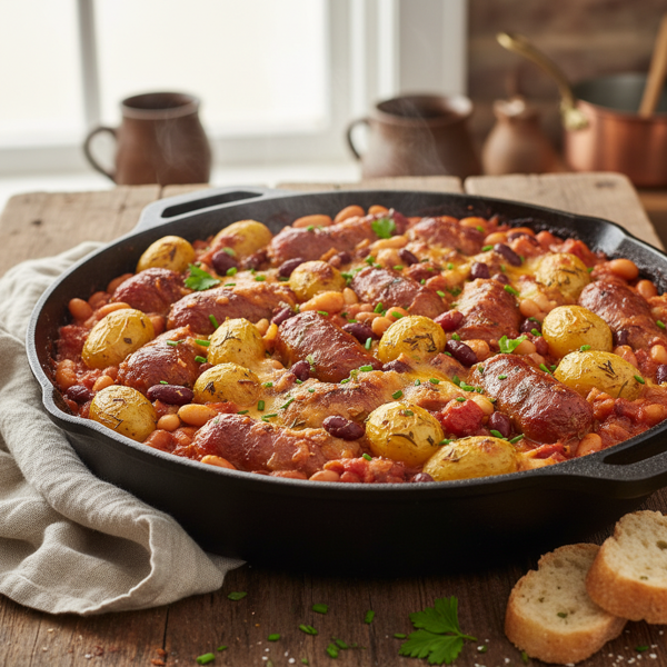 Hearty Sausage and Potato Bean Bake recipe