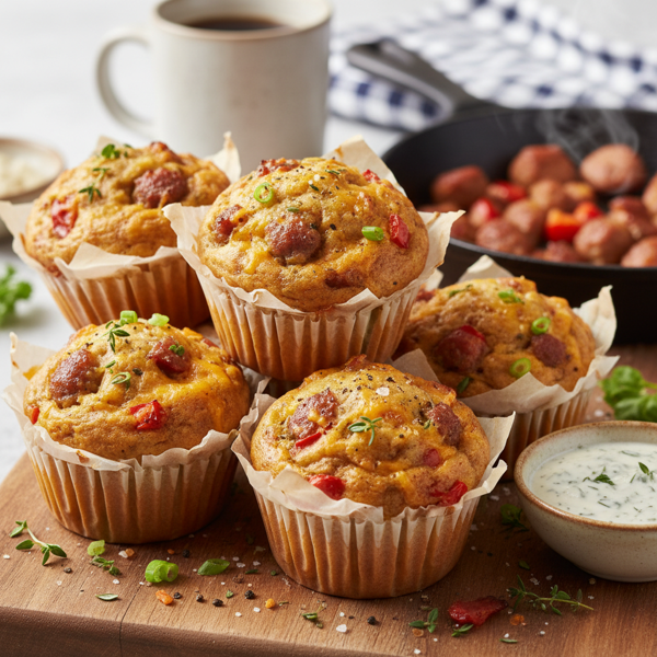 Hearty Savory Breakfast Muffins recipe