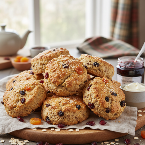 Hearty Scottish Oat Scones with Dried Fruits recipe
