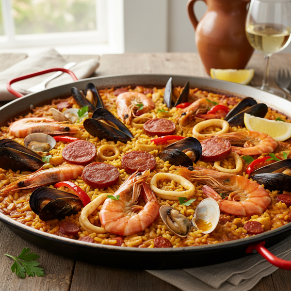Hearty Seafood Paella with Chorizo recipe