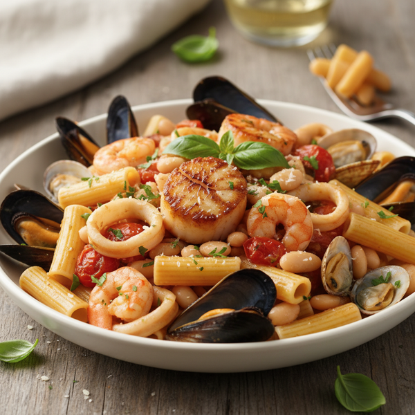 Hearty Seafood Pasta and Bean Medley recipe