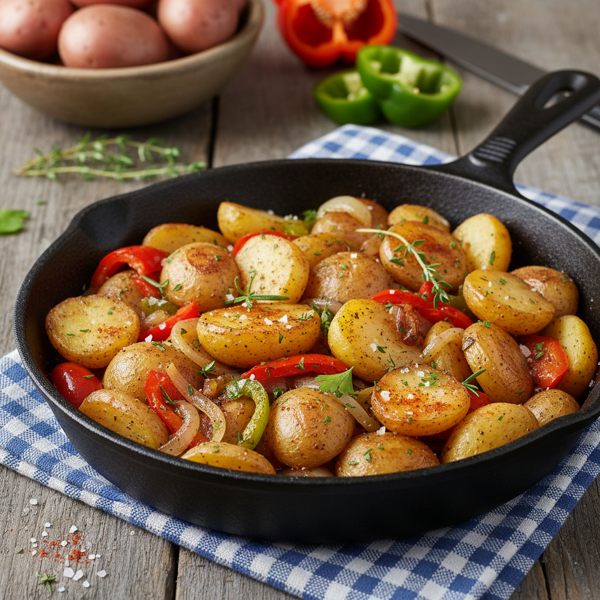 Hearty Skillet Potatoes with Peppers and Onions recipe