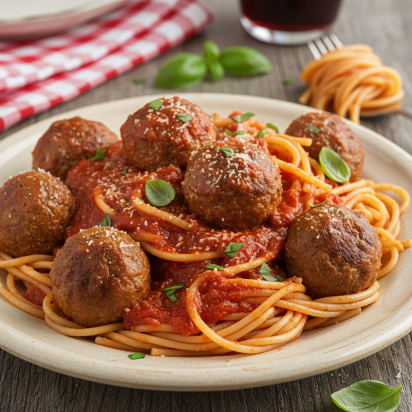 Hearty Slow-Cooked Spaghetti & Savory Meatballs recipe