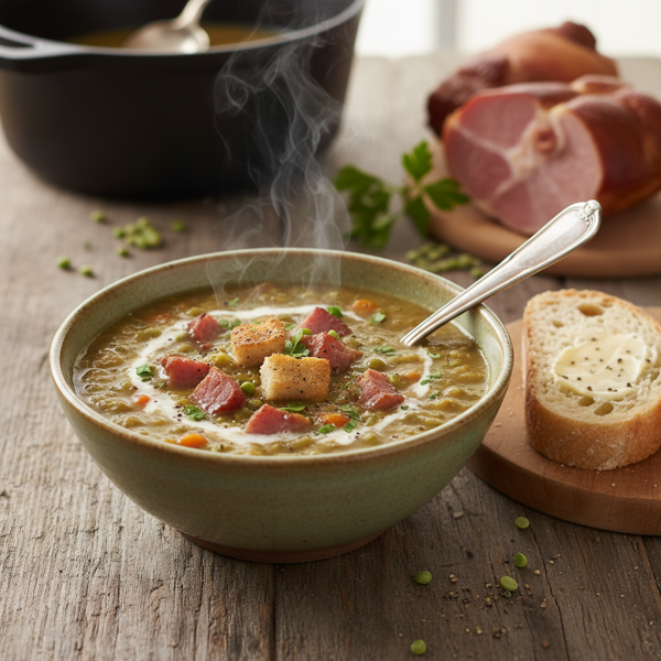 Hearty Slow-Cooked Split Pea Soup with Ham recipe
