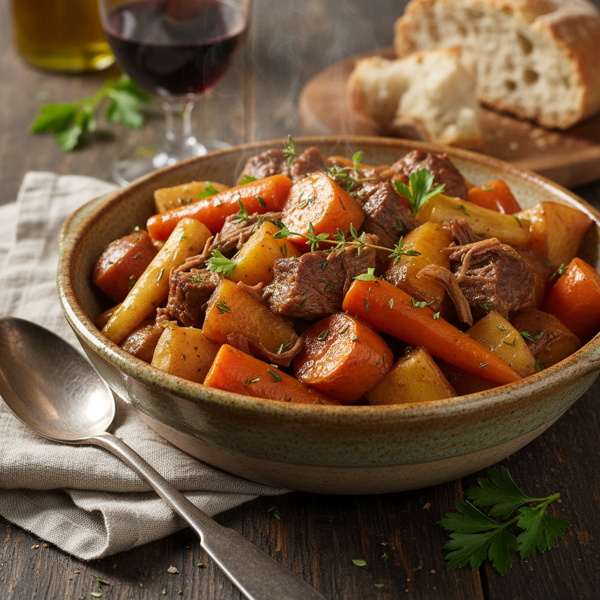 Hearty Slow Cooked Beef and Root Vegetable Medley recipe