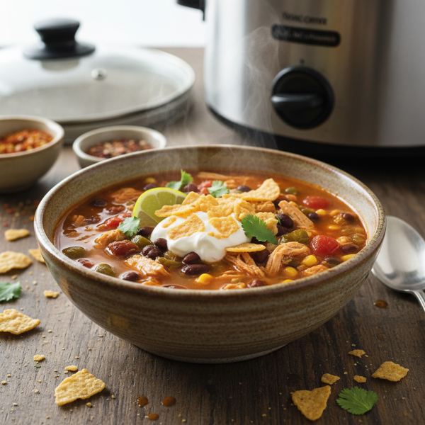 Hearty Slow Cooker Chicken Tortilla Soup recipe