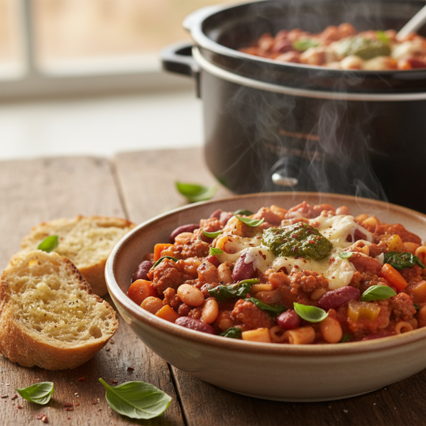 Hearty Slow Cooker Pasta e Fagioli Delight recipe