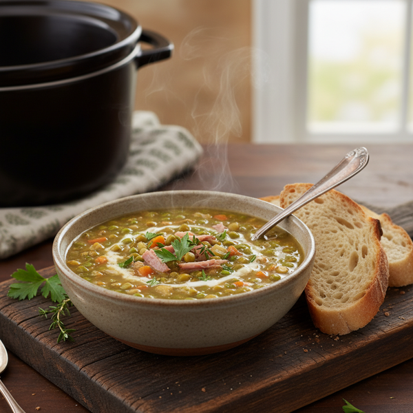 Hearty Slow Cooker Split Pea and Ham Soup recipe