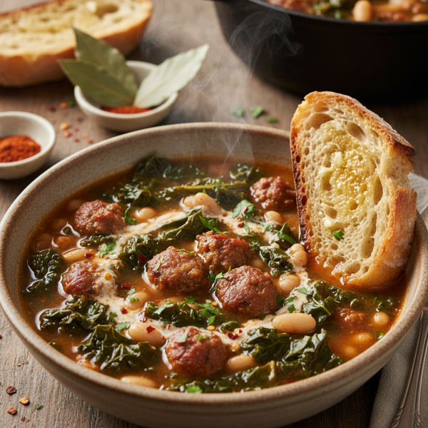 Hearty Smoky Kale & Sausage Soup recipe