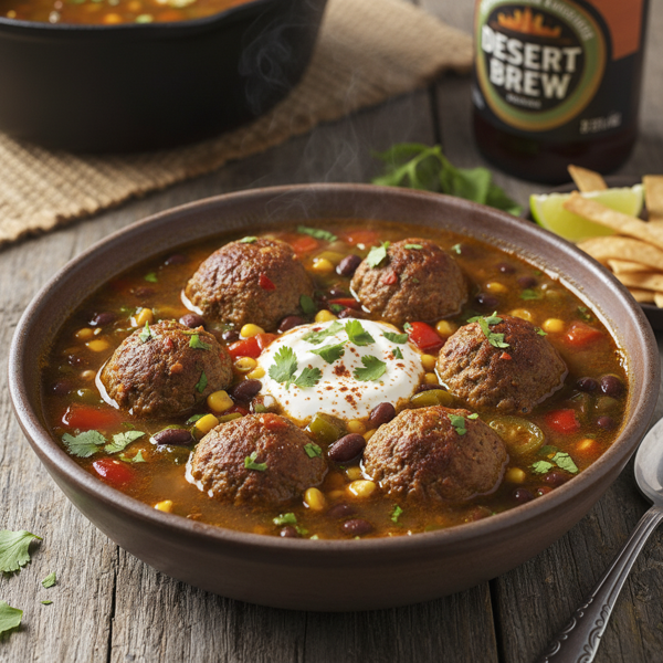 Hearty Southwest Ale-Infused Meatball Soup recipe