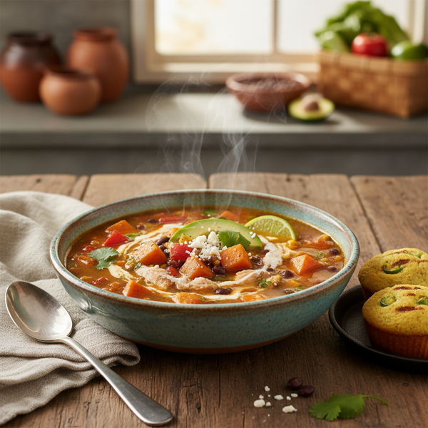 Hearty Southwestern Chicken & Sweet Potato Soup recipe
