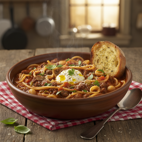 Hearty Spaghetti Sauce Noodle Soup recipe