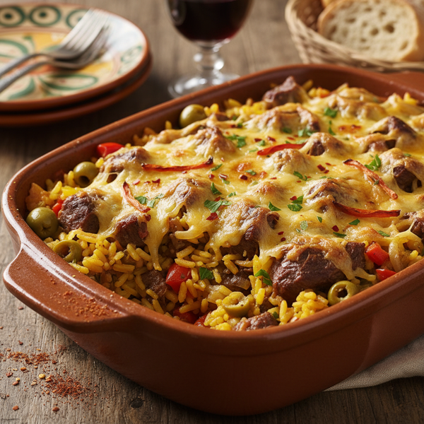 Hearty Spanish Beef & Rice Casserole recipe