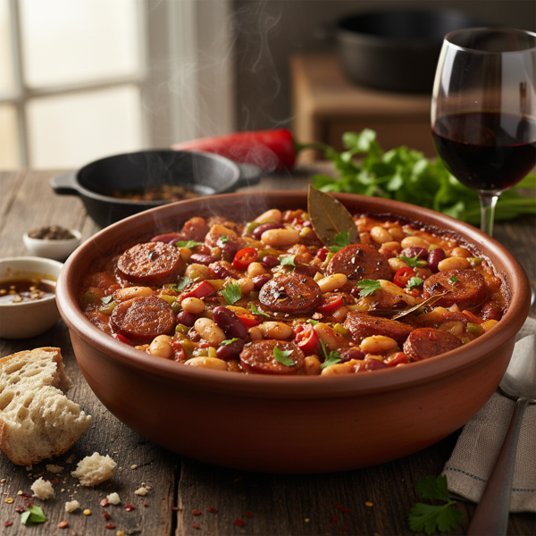 Hearty Spicy Sausage & Bean Casserole recipe