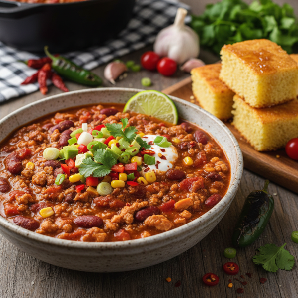 Hearty Spicy Turkey Chili with Garden Veggies recipe