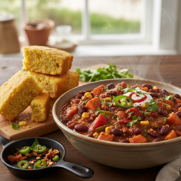 Hearty Spicy Vegetarian Chili recipe
