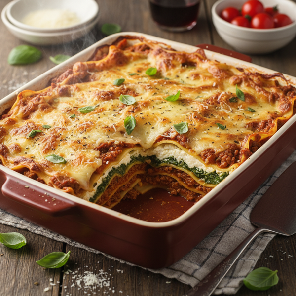 Hearty Spinach & Beef Lasagna Delight recipe