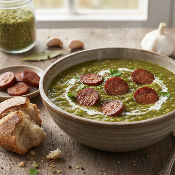 Hearty Split Pea Soup with Optional Sausage recipe