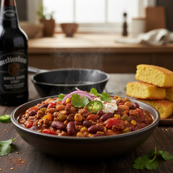 Hearty Stout and Bean Vegan Chili recipe