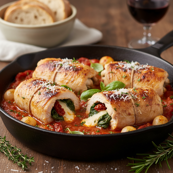 Hearty Stove Top Stuffed Chicken Rolls recipe