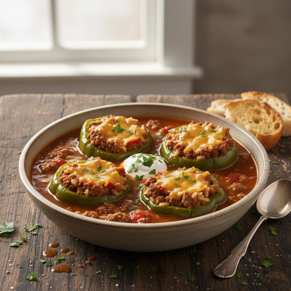 Hearty Stuffed Green Bell Pepper Soup recipe