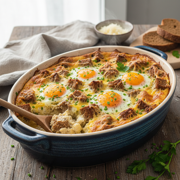 Hearty Swiss Egg and Rye Casserole recipe