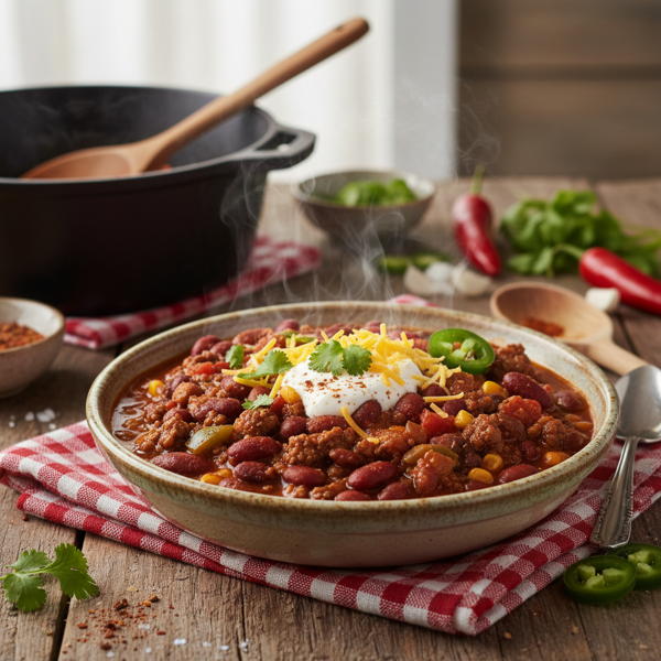 Hearty Three-Bean Chili Delight recipe