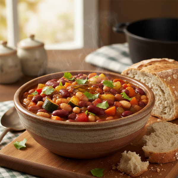 Hearty Three-Bean Vegetable Delight recipe