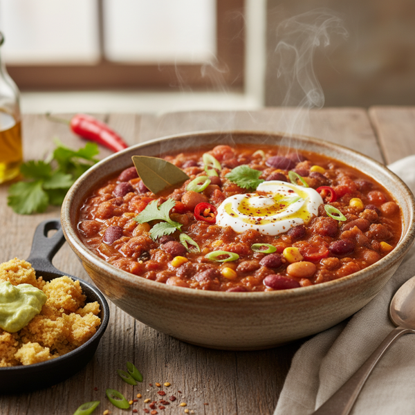 Hearty Three-Bean Vegetarian Chili recipe