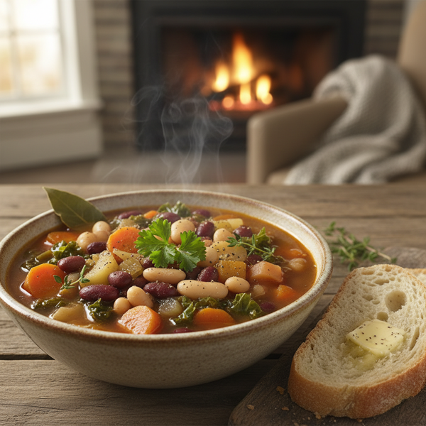 Hearty Three-Bean Winter Vegetable Soup recipe
