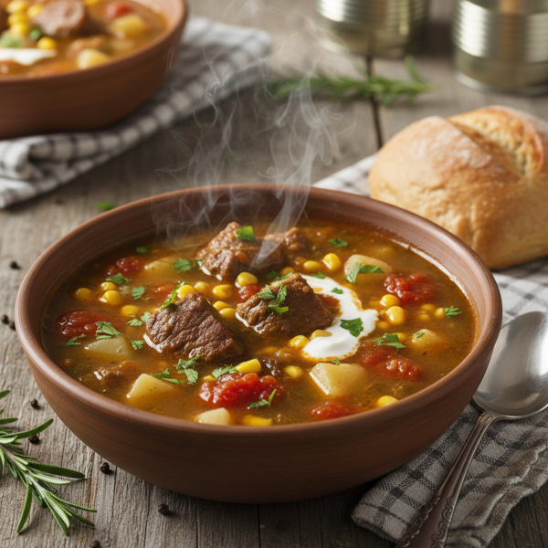 Hearty Three-Can Beef Soup recipe