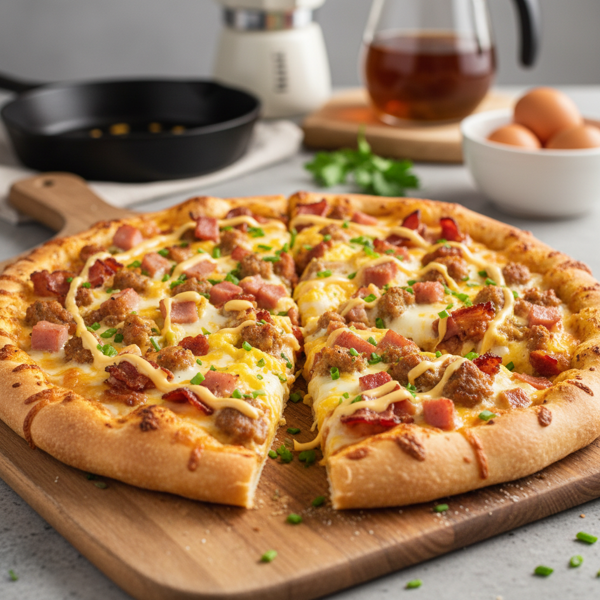 Hearty Three-Meat Breakfast Pizza recipe