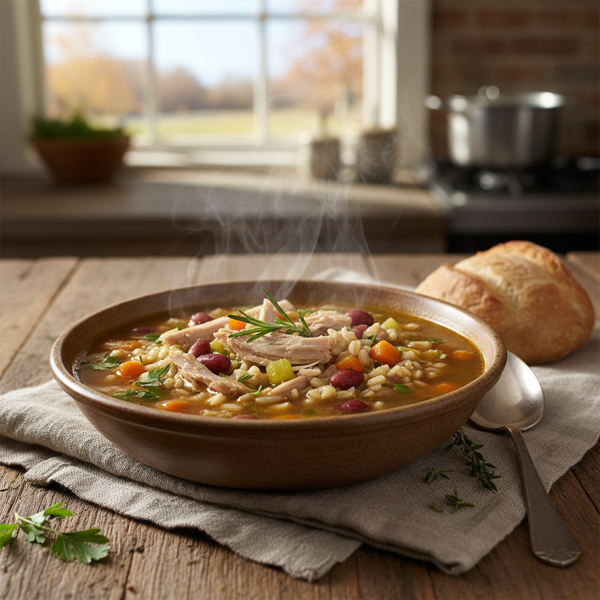 Hearty Turkey Carcass Soup with Barley recipe