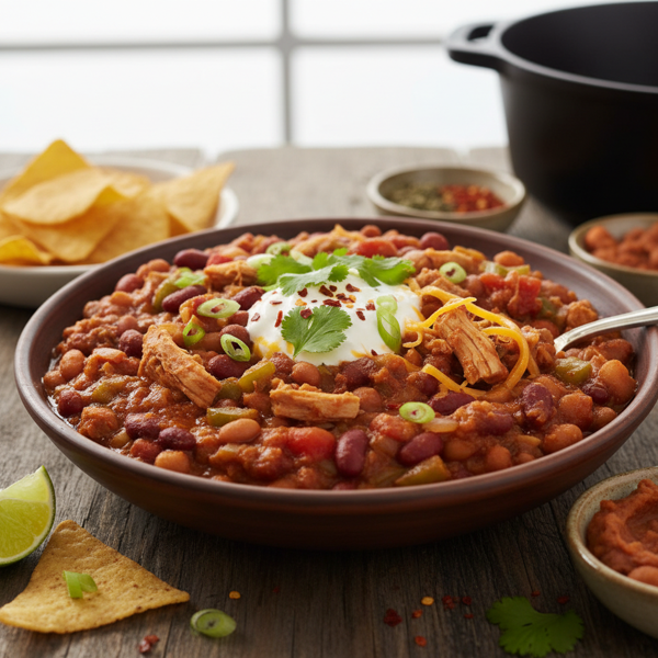 Hearty Turkey Refried Bean Chili recipe