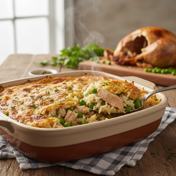 Hearty Turkey Rice Bake with Peas recipe