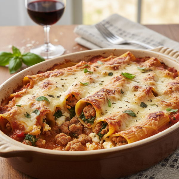 Hearty Turkey Sausage Manicotti Bake recipe