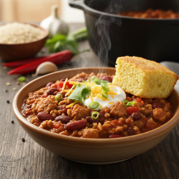 Hearty Turkey & Brown Rice Chili recipe