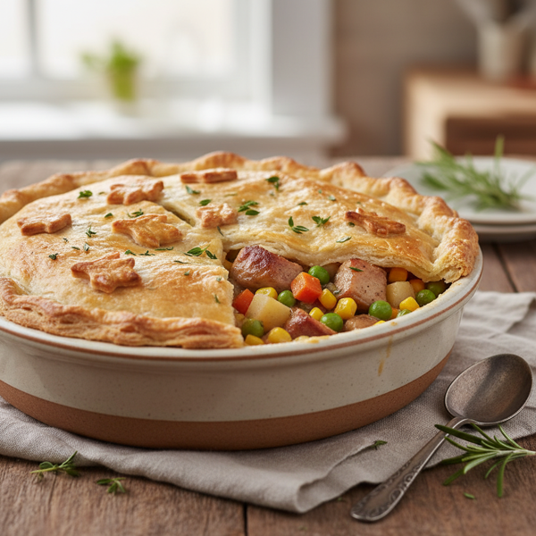 Hearty Turkey and Sausage Vegetable Pot Pie recipe
