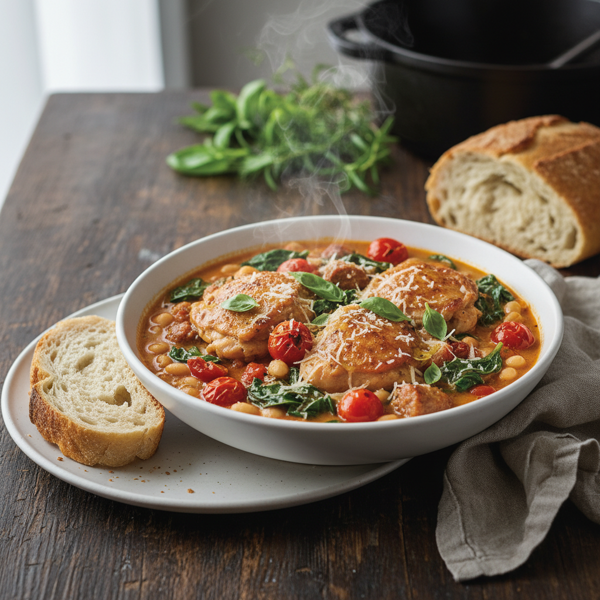 Hearty Tuscan Chicken and Spinach Stew recipe