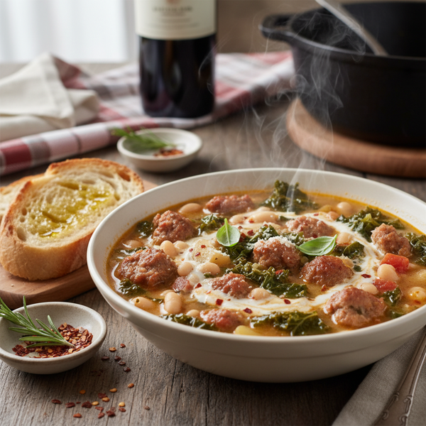 Hearty Tuscan Sausage and Kale Soup recipe